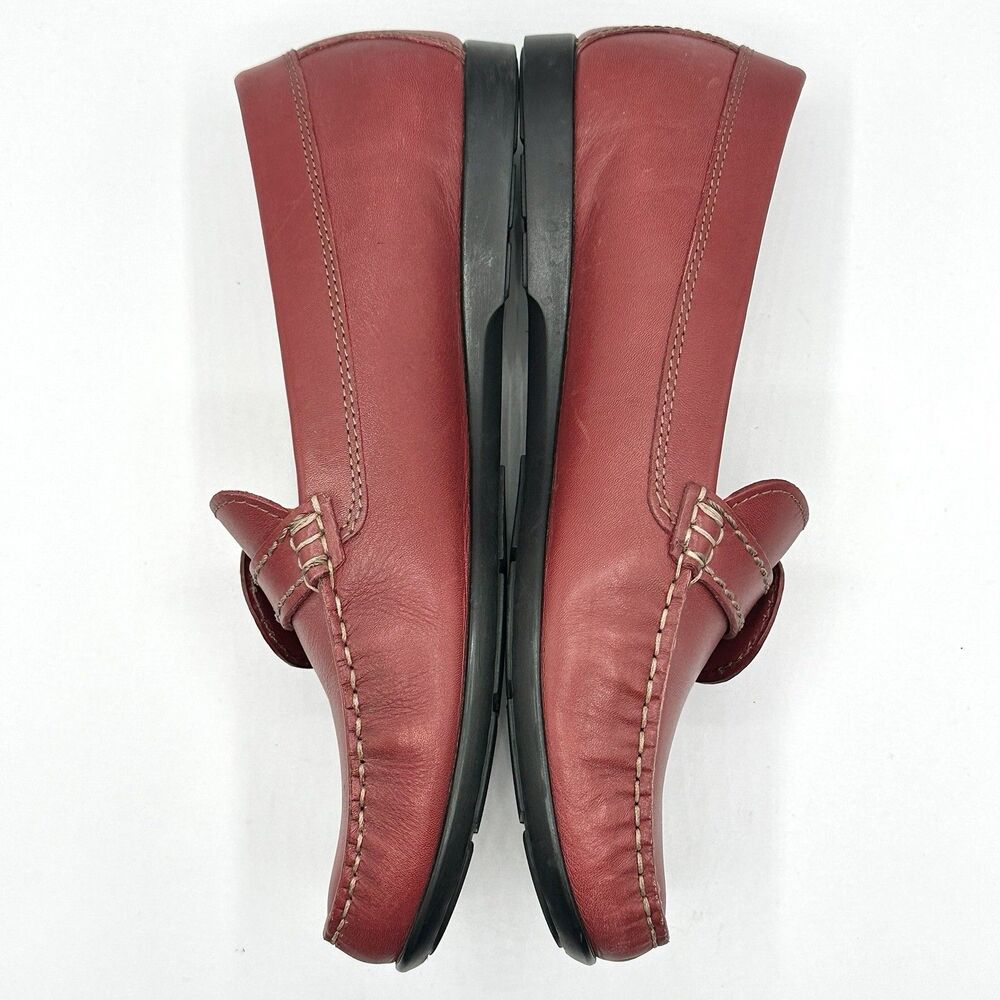 Mephisto Leather Loafers Womens Size US 8 EU 5.5 Red Comfort Shoes Buckle - Picture 6 of 12